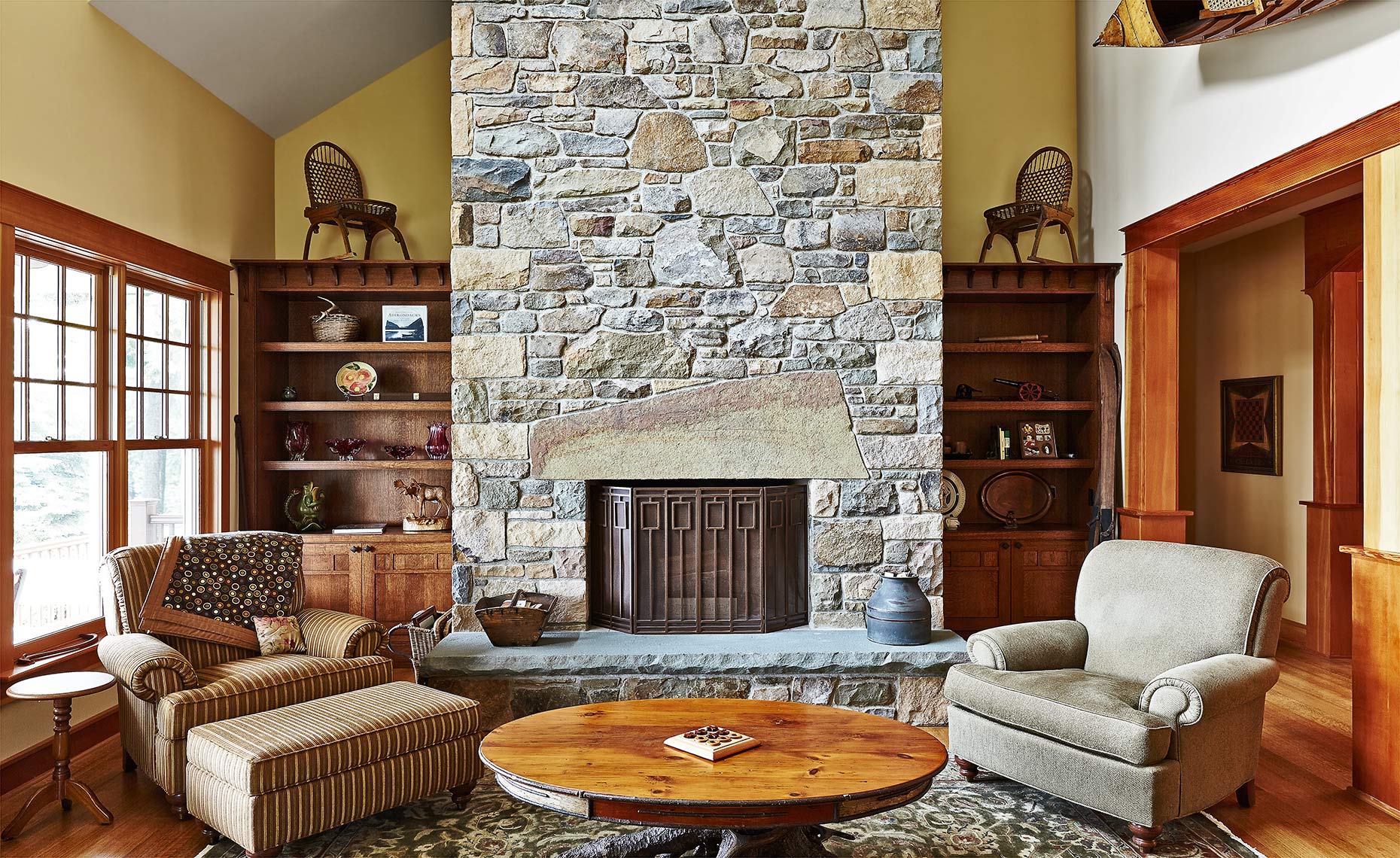 custom kitchen cabinets Hunterdon County, NJ-Mission Style Fire Place Cabinets in Quartered Oak