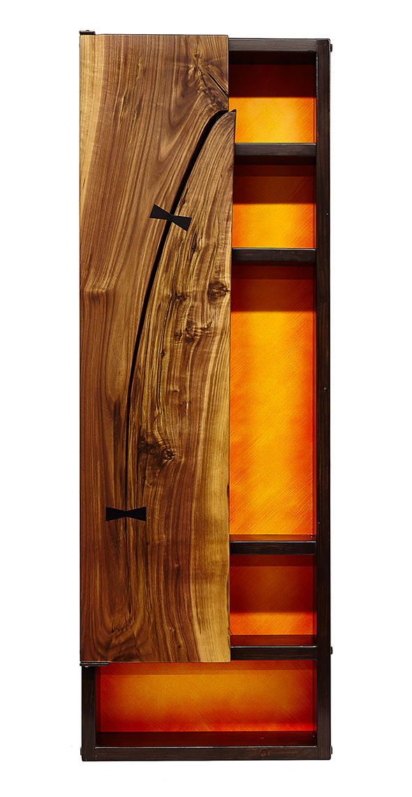 custom cabinets Morris County, NJ-Artistic wood wall display accent cabinet wabi sabi crafts style 5