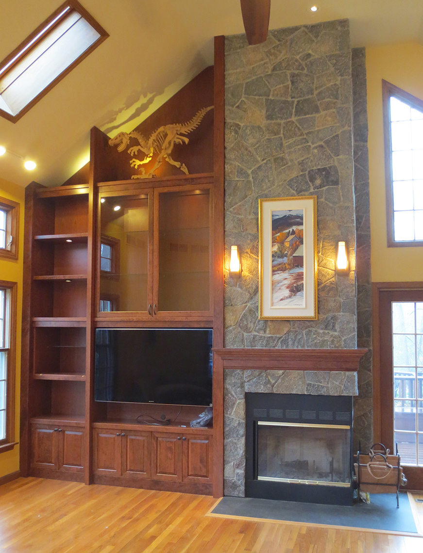 Custom-Woodworking-Transitional-contemporary Cherry-TV-Fire-Place-surround Cabinet