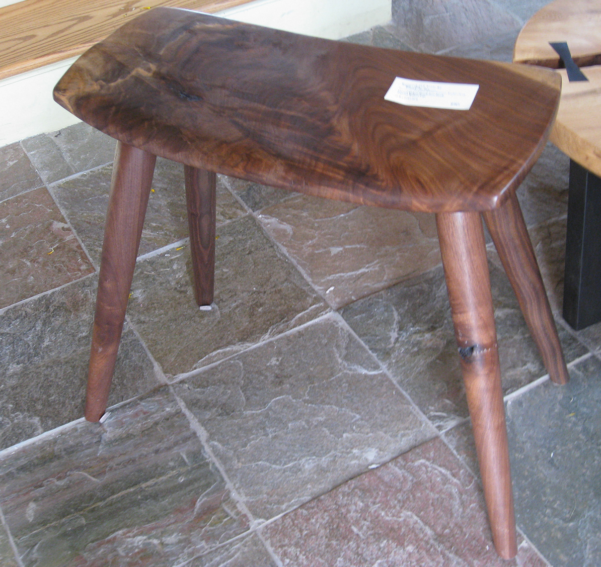 new jersey custom wood furniture-Figured Walnut Flitch Seat wood Bench Custom Furniture