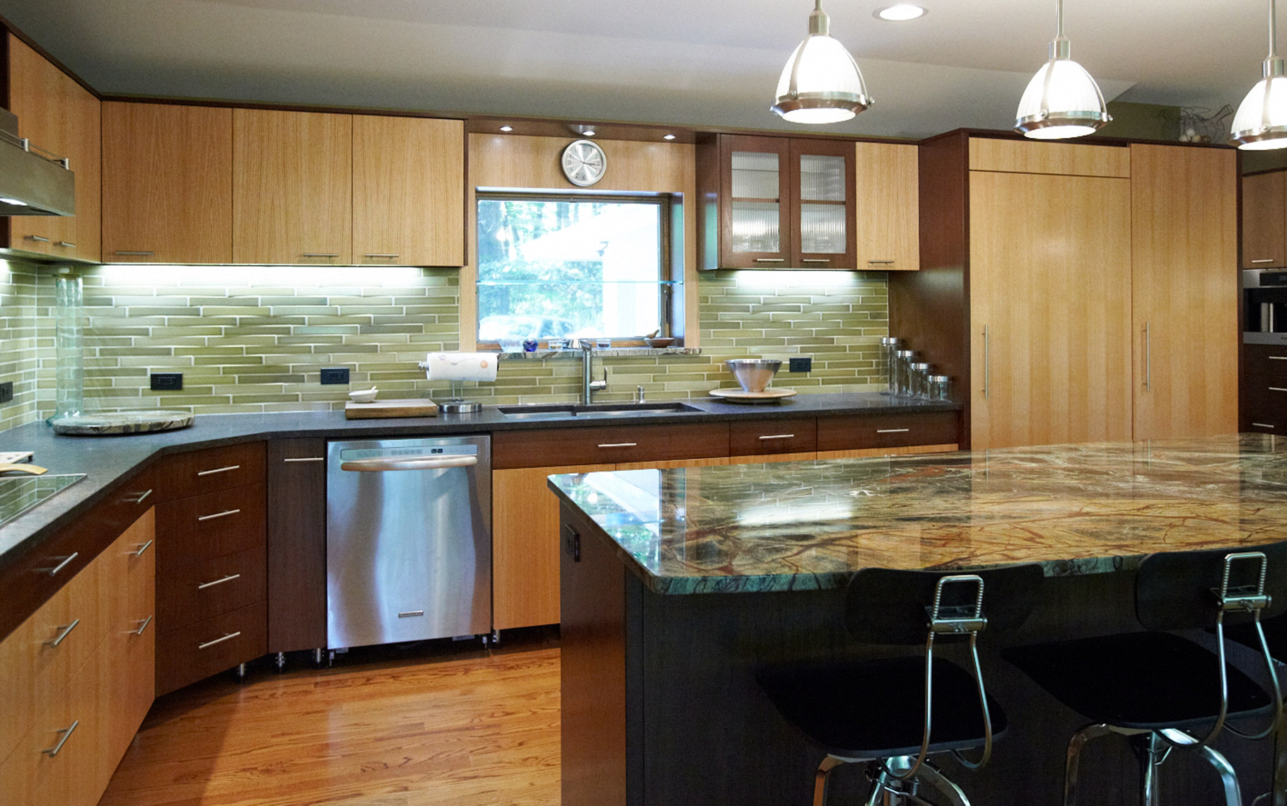 custom kitchen cabinets- mercer county, nj-by birdie miller-Contemporary-Rift-Grain-Oak-and-Walnut-Custom-Cabinets-1