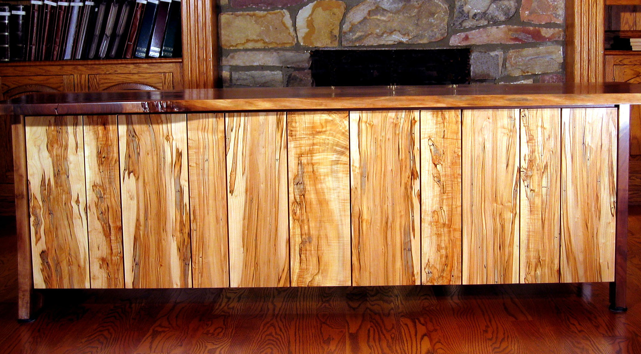 custom cabinets Morris County, NJ-Office-Desk-Walnut-Ambrosia-Maple-Woodworking-1