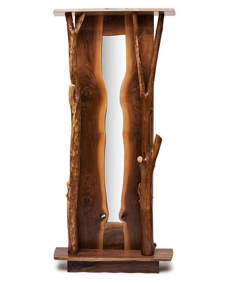 new jersey custom wood furniture-Rustic Walnut Full Length Mirror