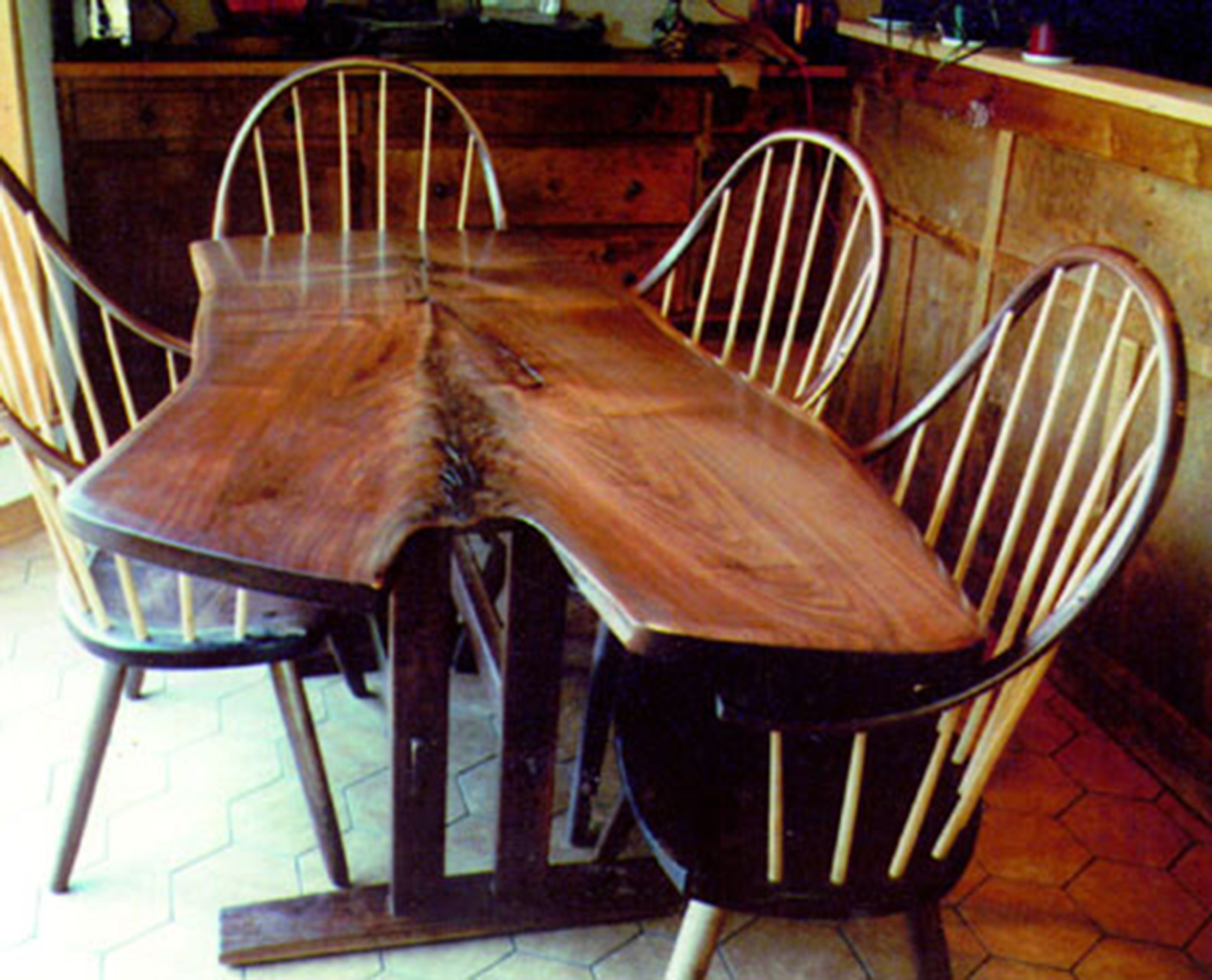 new jersey custom wood furniture-Walnut live edge, natural edge, flitch edge table