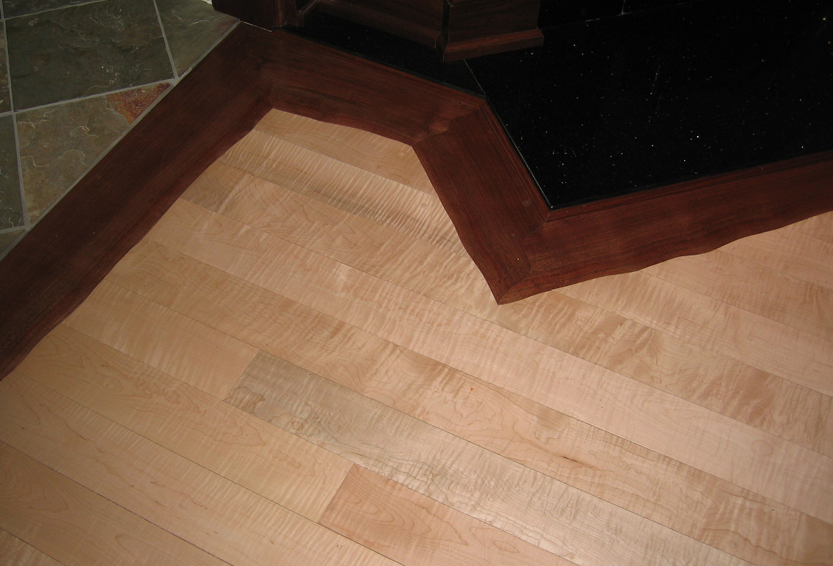 custom wood Floor-Custom-Figured-Maple-Live-Edge-Walnut-Border-1