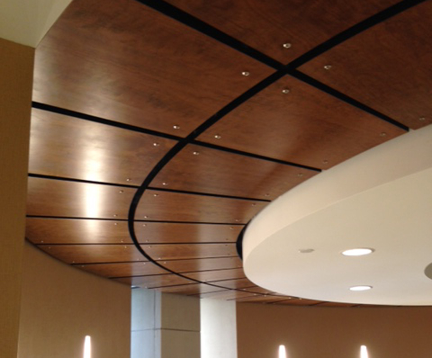 custom wood contemporary Celing-Tile-Cherry-curved 1