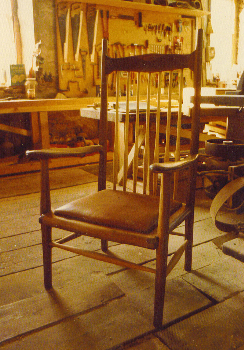 new jersey custom wood furniture-maloof carved Walnut Chair-with Leather Seat Custom chair Furniture