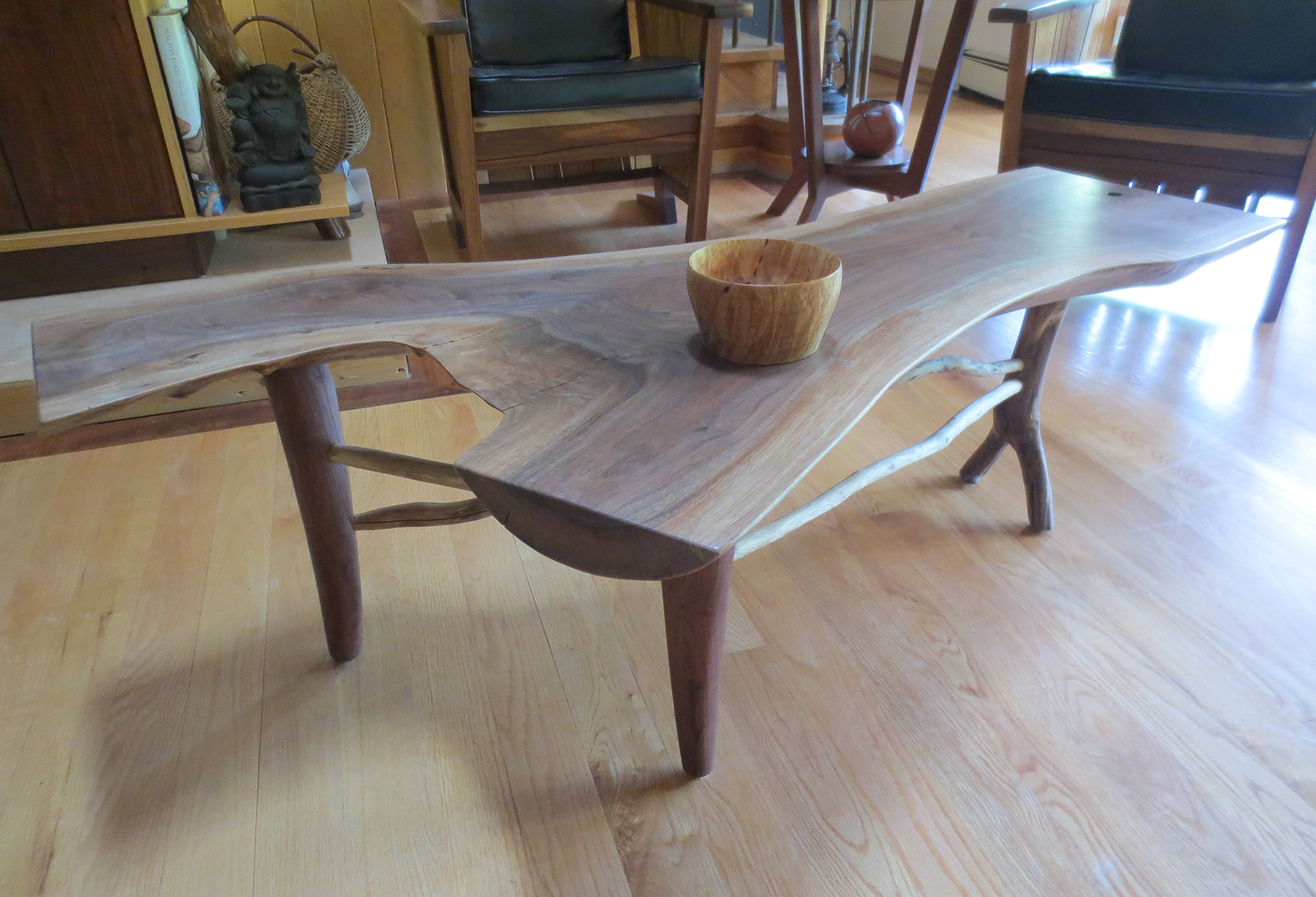new jersey custom wood furniture-walnut live edge, natural edge free form edge, rustic  coffee table, rustic